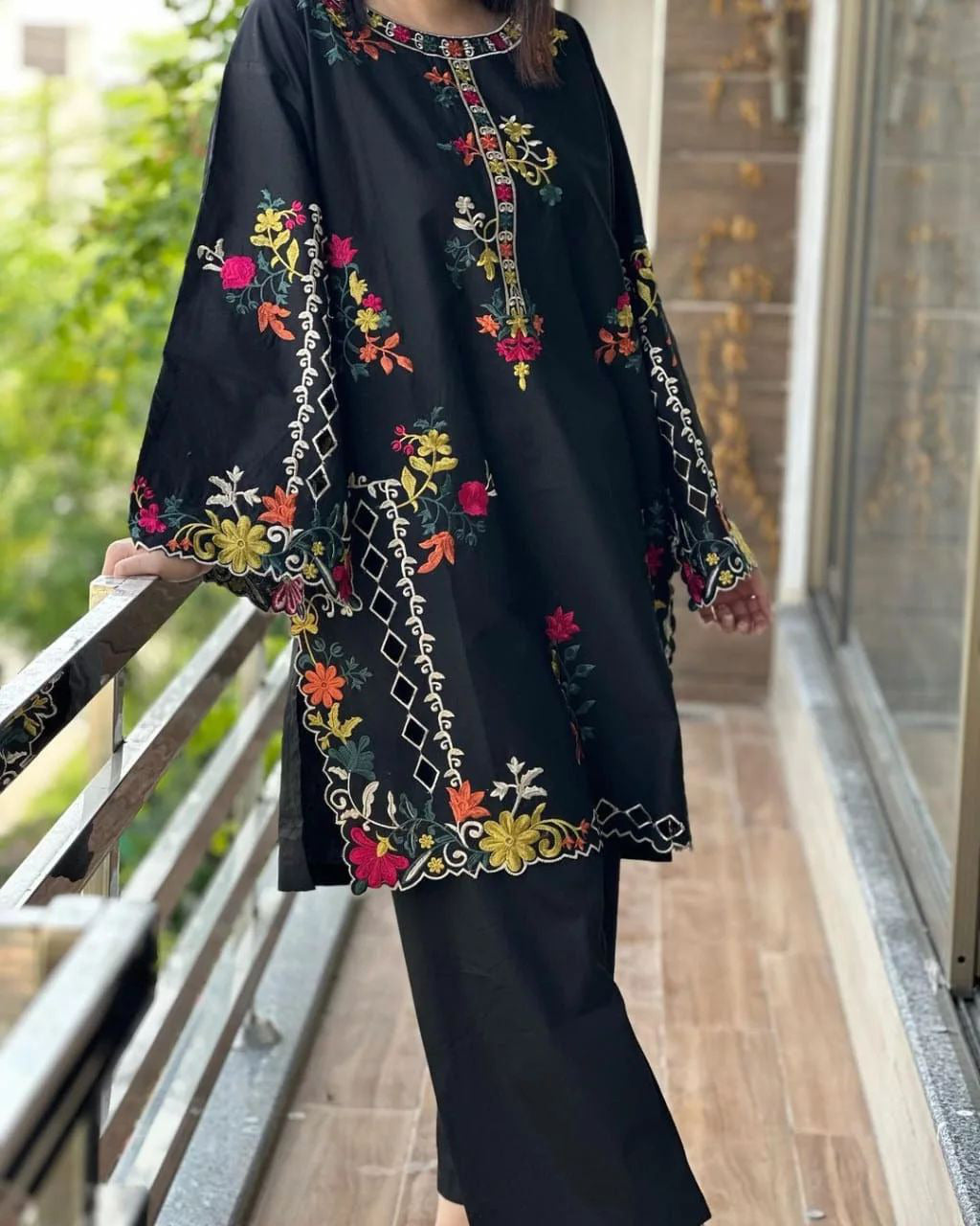 Stitched Casual Wear Rangoli Embroidered 2-Piece