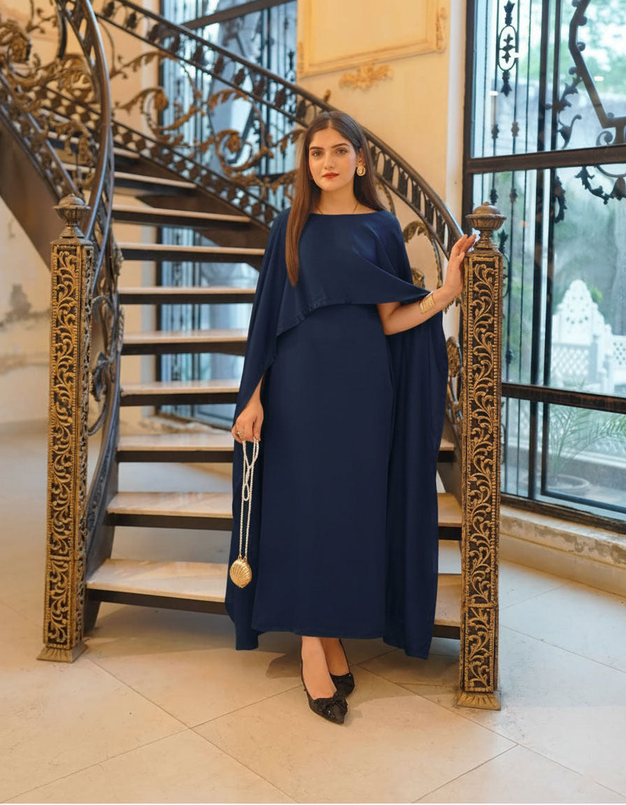 Cap Shawl with long body fitted Maxi 2pcs silk stuff