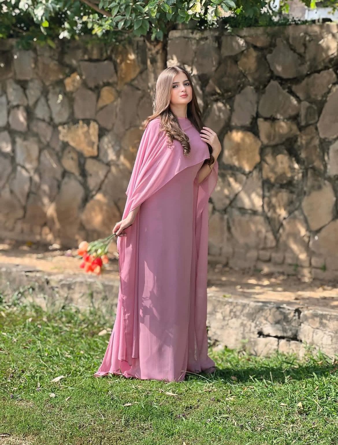 Cap Shawl with long body fitted Maxi 2pcs shefone stuff