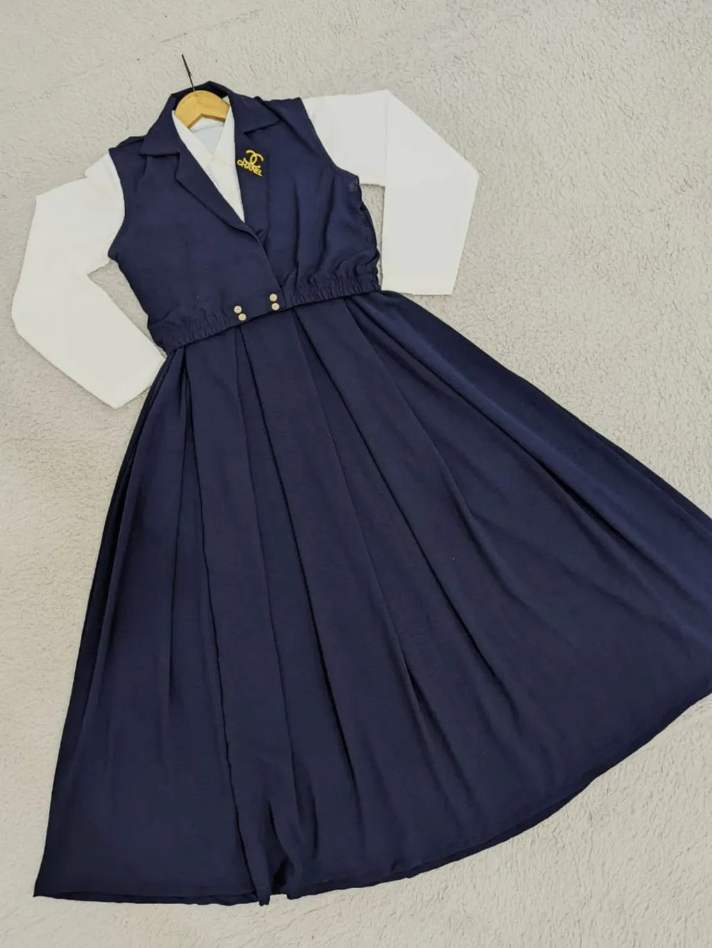 Double Coat Style Channel Jacket with Collar Maxi 2pcs