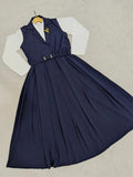 Double Coat Style Channel Jacket with Collar Maxi 2pcs
