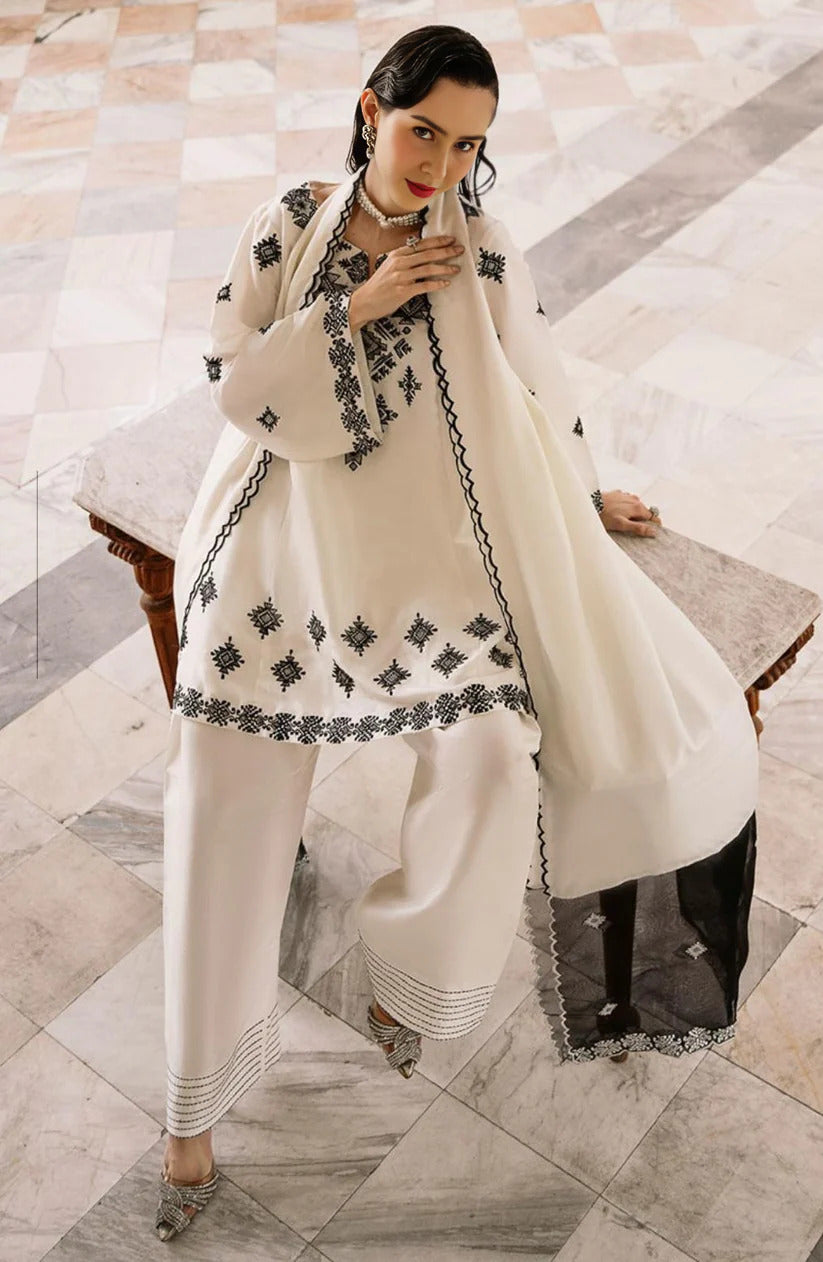 Embroidered Cotton Farshi Set 3-Piece