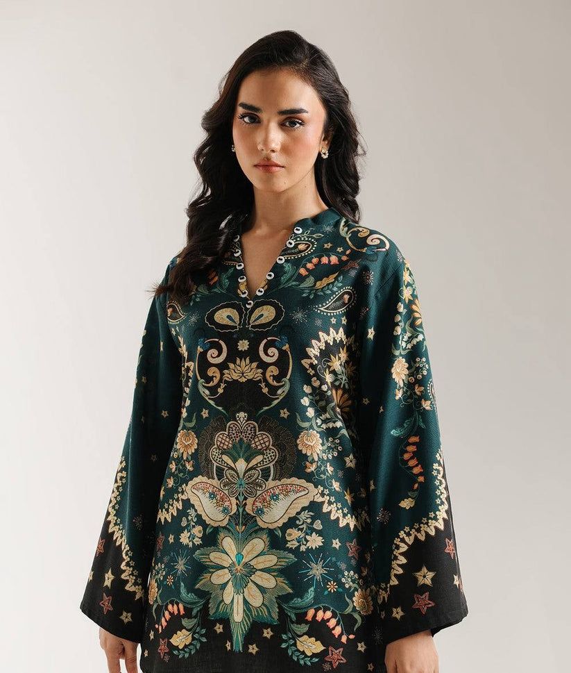 Emerald Green Printed 2 Piece (Shirt aur Trouser)