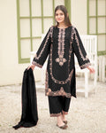 Sequence Embroidered on Shirt, Sleeves with Embroidered Trouser 3PCs
